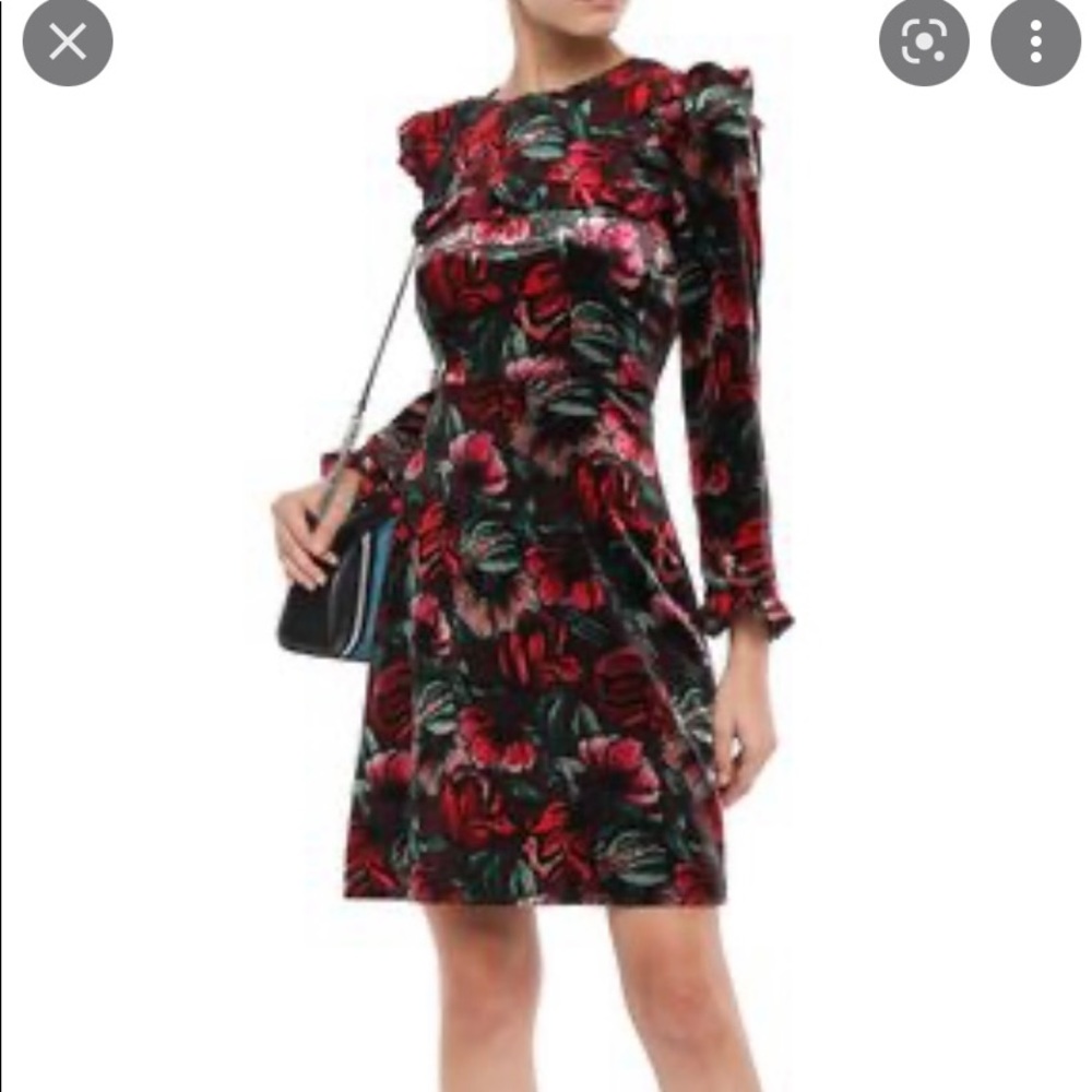 Sandro - Tolerance Floral Velvet Ruffle Dress
